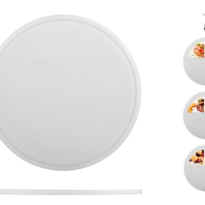 Runde Platte / Schneidebrett aus weißem Polyethylen 30x0,8 cm