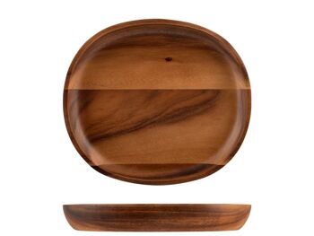 Assiette ovale en bois d'acacia 21x24 cm. 2