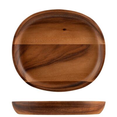Assiette ovale en bois d'acacia 21x24 cm.