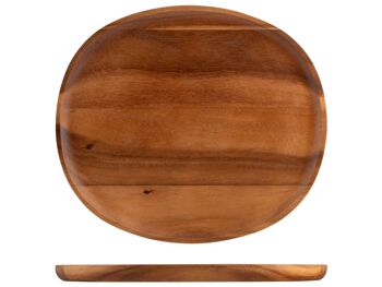 Assiette ovale en bois d'acacia 29,5x33 cm 2