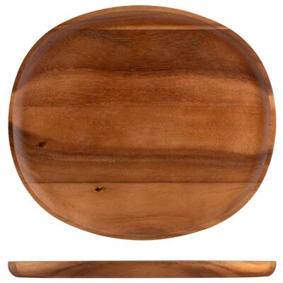 Plato ovalado de madera de acacia cm 29,5x33