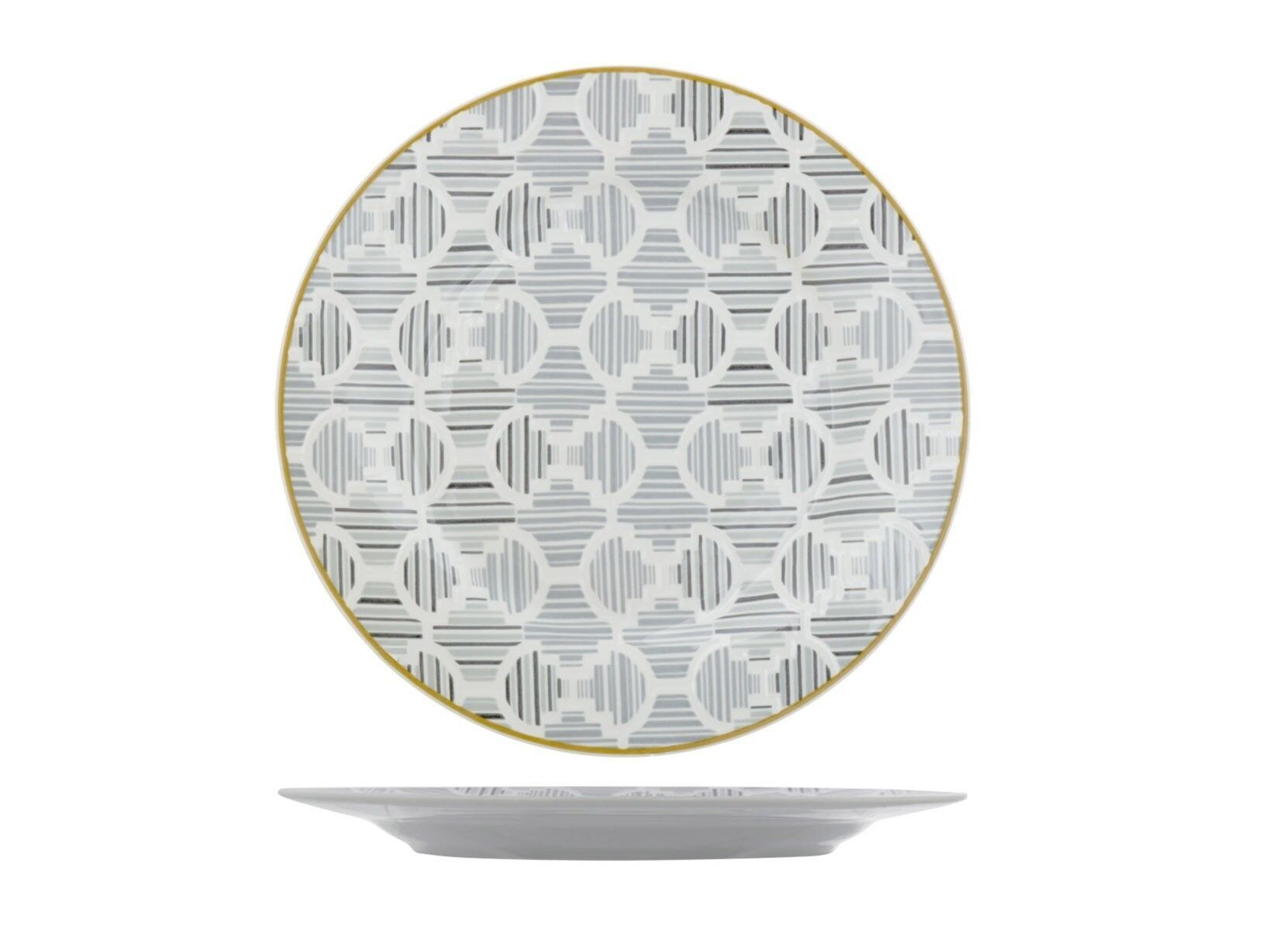 Piatto ala frutta Osaka in new bone china decoro grigio cm 20