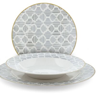 Osaka dinner plate in new bone china with gray decoration 26.5 cm