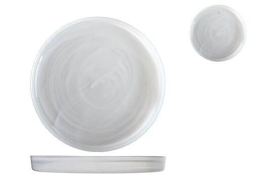 Piatto Alabastro in vetro colore bianco cm 22x2,5h.