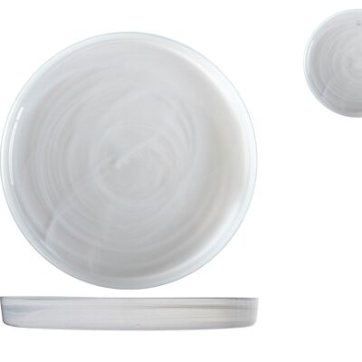 Piatto Alabastro in vetro colore bianco cm 22x2,5h.