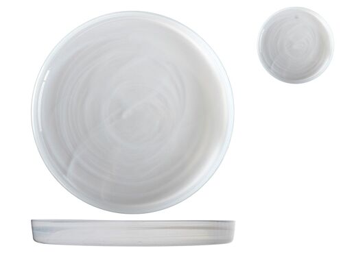 Piatto Alabastro in vetro colore bianco cm 28x3h.