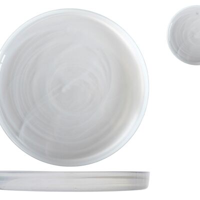 Alabaster plate in white glass cm 28x3h.