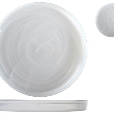 Alabaster plate in white glass cm 33x4h.