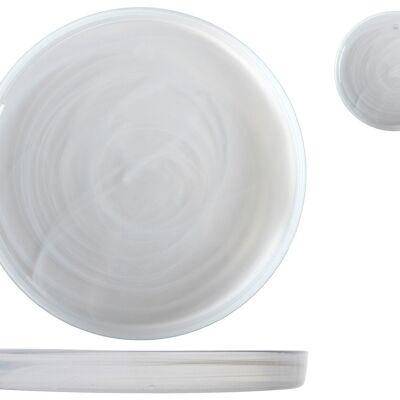 Plato de alabastro en cristal blanco cm 33x4h.