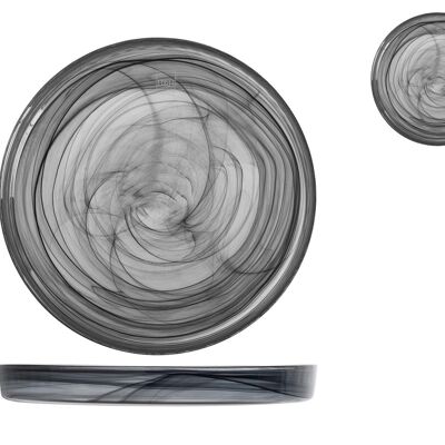 Alabasterplatte aus schwarzem Glas cm 21x2,5h.