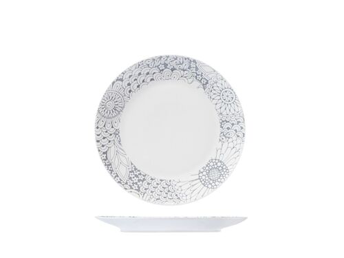 Piatto coupe frutta Kyoto in new bone china decoro grigio cm 20