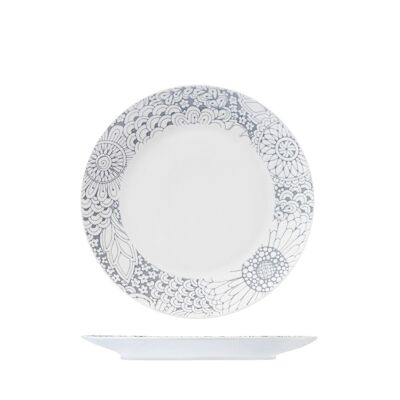 Kyoto coupe fruit plate in new bone china with gray decoration 20 cm