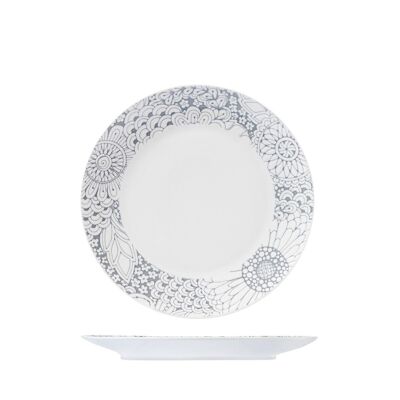 Piatto coupe frutta Kyoto in new bone china decoro grigio cm 20