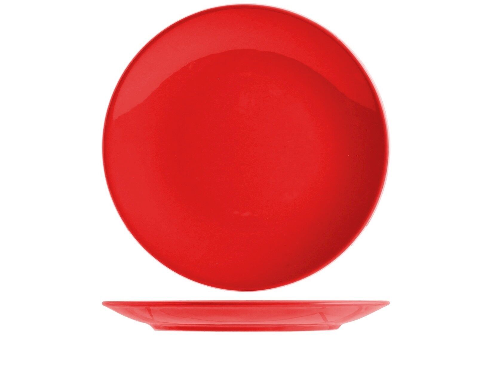 Piatto coupe piano Iris in ceramica rosso cm 26
