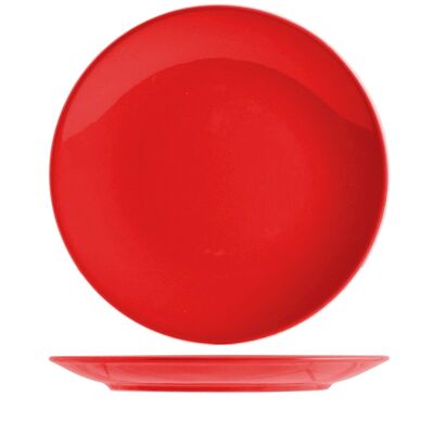 Red ceramic Iris coupe plate 26 cm