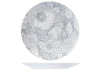 Assiette plate coupe Kyoto en porcelaine fine décor gris 26,5 cm 2