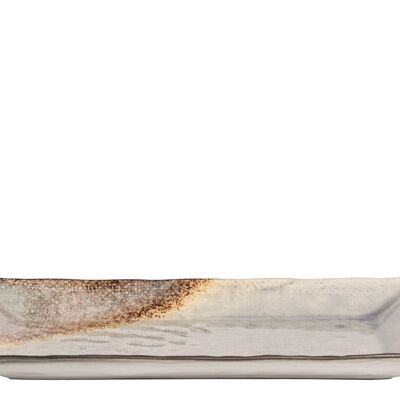 Crackle plate in bicolor rectangular stoneware 32x17 cm