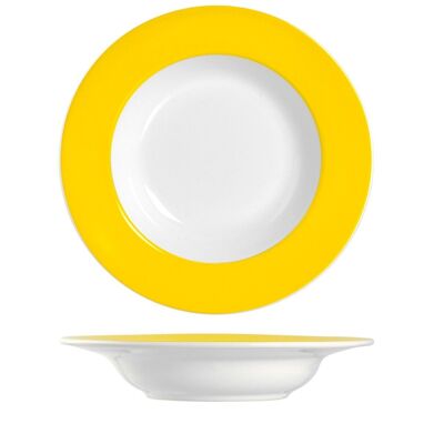 Assiette Bande Jaune avec Fond Aile 22 cm