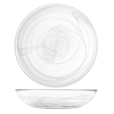 Tiefer Alabasterteller aus weißem Glas cm 21