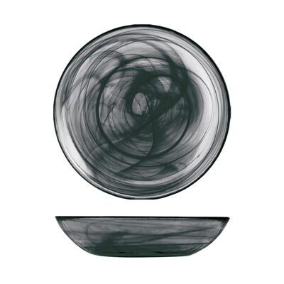 Plato hondo de alabastro en cristal negro cm 21