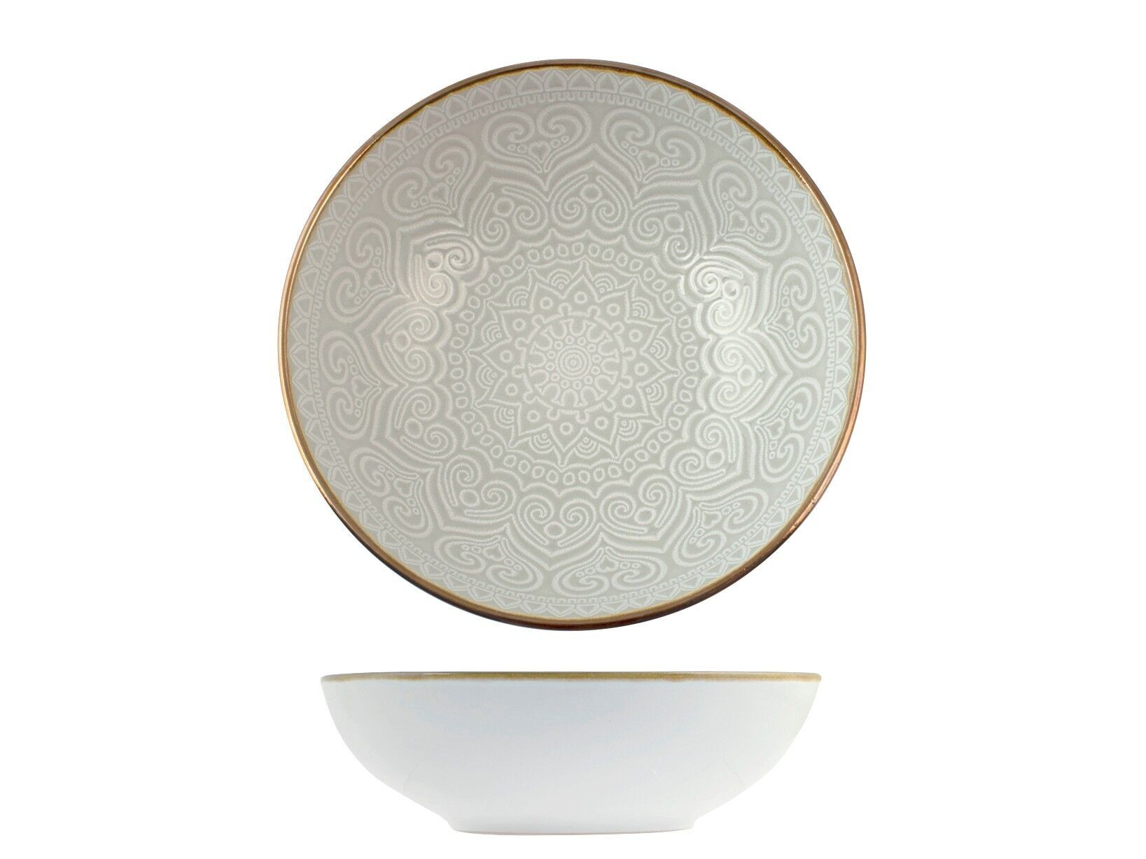 Arabesker Suppenteller aus Steingut mit grauer Dekoration 18,5 cm