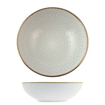 Piatto fondo Arabesque in stone ware decoro grigio 18,5cm