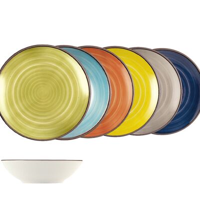 Caribe soup plate in stone ware assorted colors 20.5 cm.