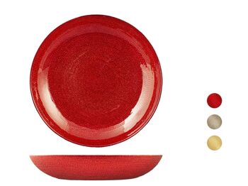 Assiette creuse Celebration en verre pailleté couleur or, rouge, champagne 22 cm. 4