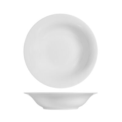 Plato hondo Charme de porcelana blanca de 23 cm.