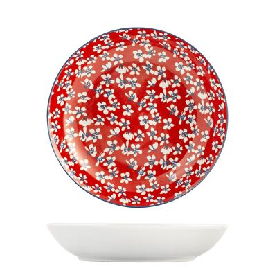 Colorido plato hondo de porcelana decorada forma cupé cm 21