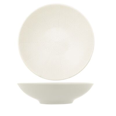 Piatto fondo Comb in stoneware bianco cm 19