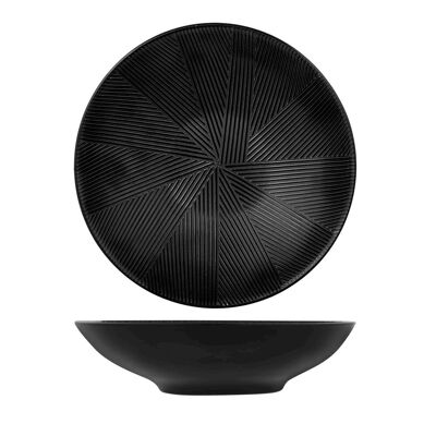 Comb deep plate in black stoneware cm 19