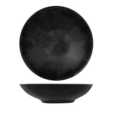 Piatto fondo Comb in stoneware nero cm 19