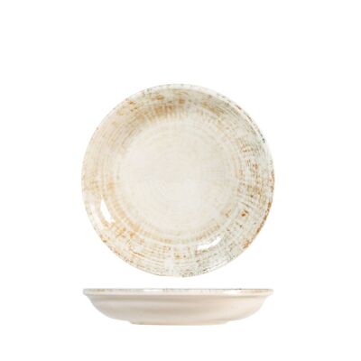 Assiette creuse Eris coupe en porcelaine beige 21 cm.