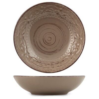 Courtyard deep plate in dove gray stoneware 20 cm