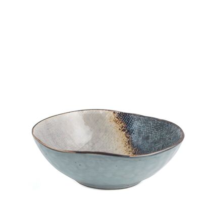 Crackle soup plate in two-tone stoneware cm 17.5