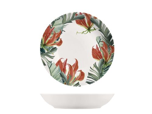 Piatto fondo Exotic in new bone china decorato cm 21.