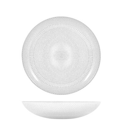 Assiette creuse Glam en verre blanc 21 cm.