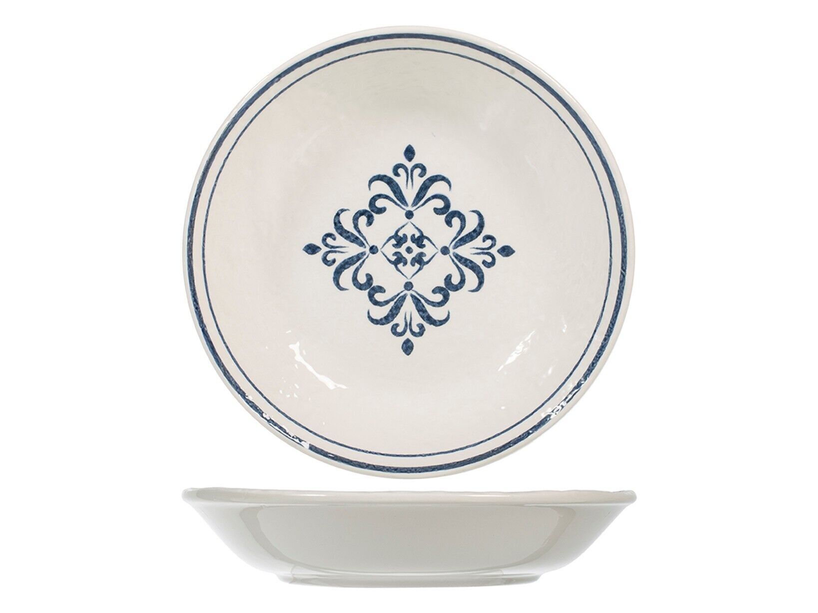 Piatto fondo in ceramica decoro blu 1/2 cm 21