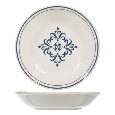 Deep plate in ceramic with blue decoration 1/2 cm 21
