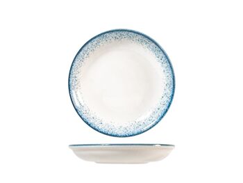 Assiette creuse Jupiter en porcelaine bleu clair et ivoire cm 21. 2