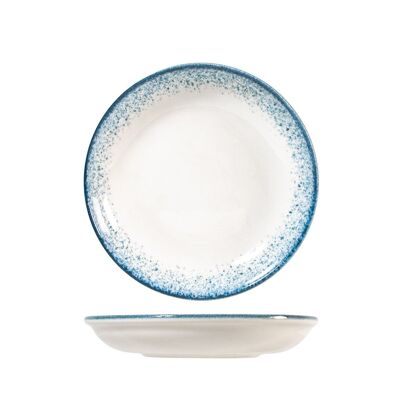 Assiette creuse Jupiter en porcelaine bleu clair et ivoire cm 21.