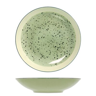Mimosa soup plate in green stoneware cm 22