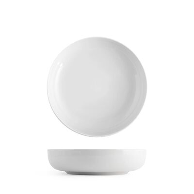 Plato hondo Pearl de porcelana blanca de 19 cm.