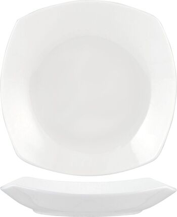 Assiette creuse carrée en porcelaine blanche 21 cm 6