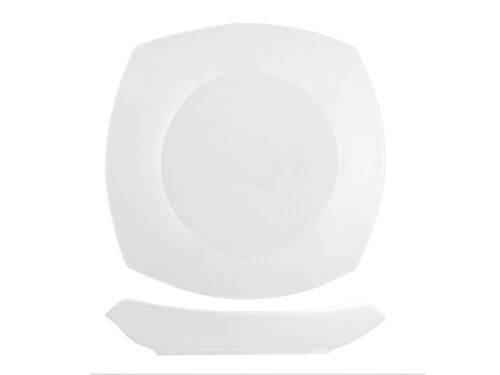 Piatto fondo quadro in bone china bianco cm 21