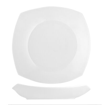 Square soup plate in white bone china 21 cm