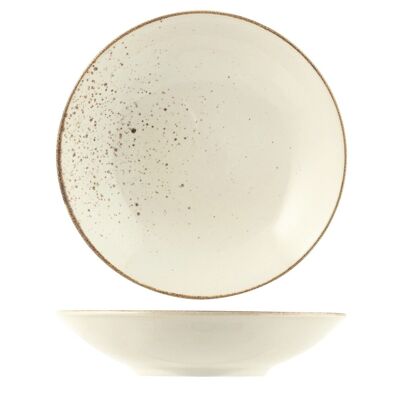 Reactive soup plate in ivory stoneware cm 22