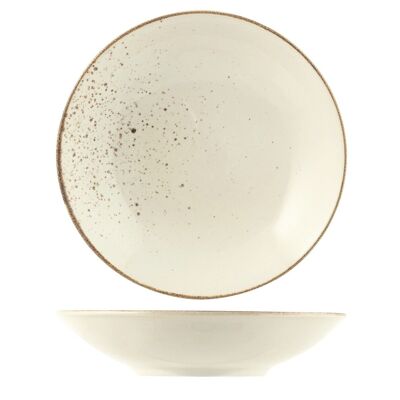 Piatto fondo Reactive in stoneware ivory cm 22