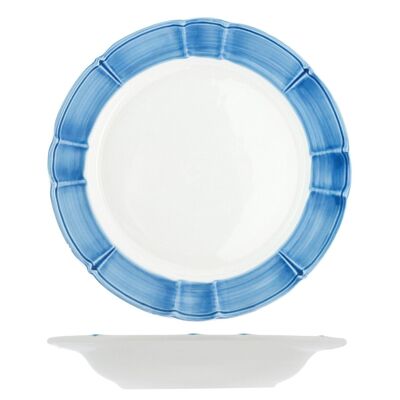 Rodi deep plate in ceramic with blue border cm 22